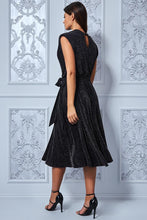 Load image into Gallery viewer, High Collar Lurex Dress With Shoulder Pads
