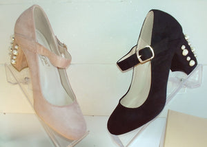 Shoe Suede Pearl Heel