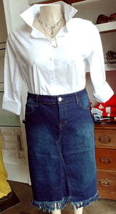 Delta Sigma Theta Frayed Denim Skirt