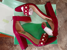 Load image into Gallery viewer, HRH Rosalind-15 Suede Fab. Pearl Stud Sandal
