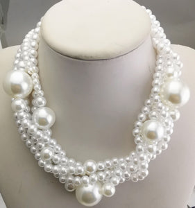 5 Strand Twisted Pearl Necklace set