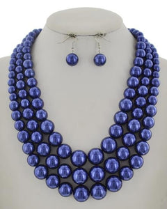 PEARL NECKLACE SET - 3 STRAND